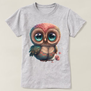 Süße Cartoon-Eule mit großen Augen und Herz  T-Shirt