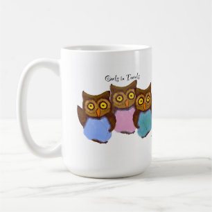 Süße Cartoon-Eulen in Handtüchern Kaffeetasse