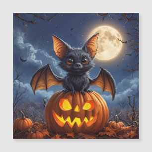 Süße Cartoon-Fledermaus auf einem Jack-o'-Lantern Magnetkarte