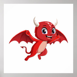 Süße Cartoon fliegender Teufel Poster