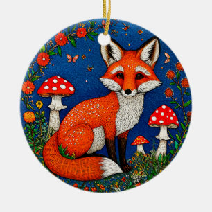 Süße Cartoon-Fuchs Keramik Ornament