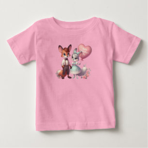 Süße Cartoon-Füchse Valentinstag Baby T-shirt