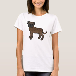 Süße Cartoon-Gestreifte Bullmastiff-Hund T-Shirt