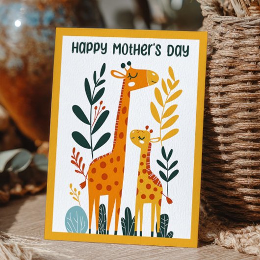 Süße Cartoon-Giraffe & Kalb Frohen Muttertag Postkarte