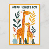 Süße Cartoon-Giraffe & Kalb Frohen Muttertag Postkarte (Vorderseite)