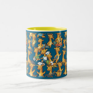 Süße Cartoon-Giraffe-Rollen Nahtloses Muster Kunst Zweifarbige Tasse