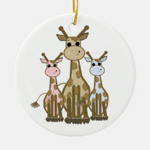 Süße Cartoon-Giraffenfamilie Keramikornament