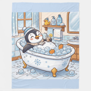Süße Cartoon-glückliche Pinguin beim Baden Fleecedecke