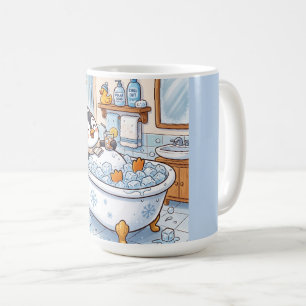 Süße Cartoon-glückliche Pinguin beim Baden Kaffeetasse