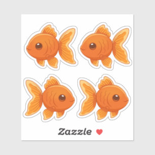 Süße Cartoon-Goldfisch-Set aus 4 Aufkleber