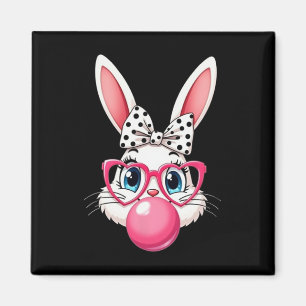 Süße Cartoon-Häschen Mit Brille Und Fliege Bläst S Magnet