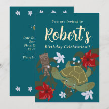 Süße Cartoon-Hawaii-Meeres-Schildkröten-Geburtstag