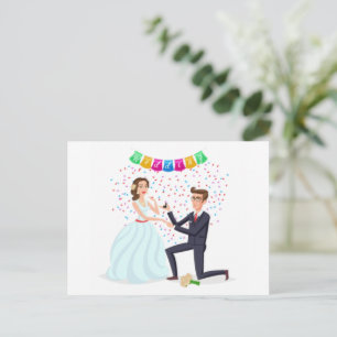Süße Cartoon-Hochzeitsantrag-Jubiläums-Grußkarte Postkarte