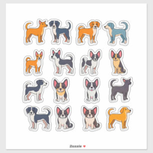 Süße Cartoon-Hund-Aufkleber-Set mit hellen Farben Aufkleber