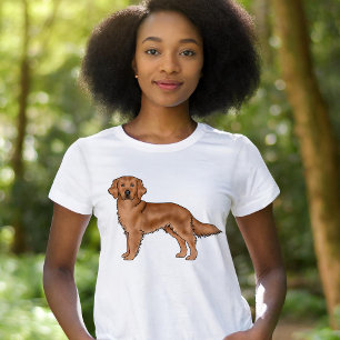 Süße Cartoon-Hund-Illustration eines roten Golden T-Shirt