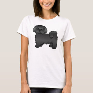 Süße Cartoon-Hund-Illustration eines schwarzen Shi T-Shirt