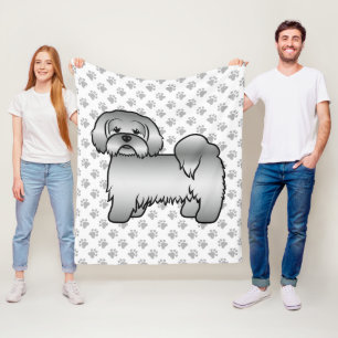 Süße Cartoon-Hund-Illustration eines silbernen Lha Fleecedecke