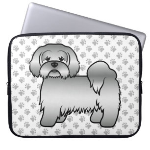 Süße Cartoon-Hund-Illustration eines silbernen Lha Laptopschutzhülle