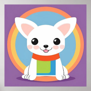 Süße Cartoon-Hund-Illustration Poster