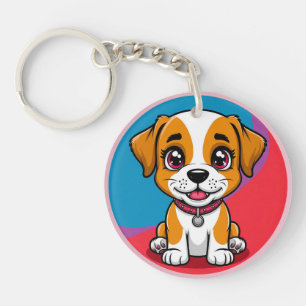 Süße Cartoon-Hund-Illustration Schlüsselanhänger