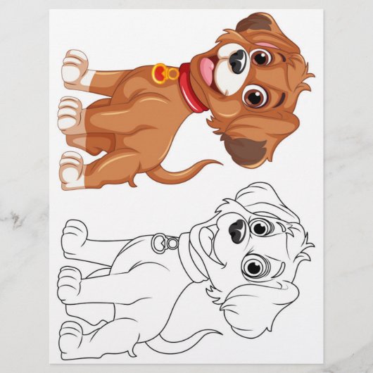 Süße Cartoon-Hund-Malvorlage Flyer (Vorne)