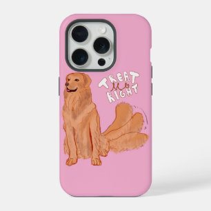 Süße Cartoon-Hund-Zitat "Treat Me Right" iPhone 15 Pro Hülle