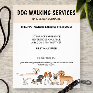 Süße Cartoon-Hunde - Hundeausführdienste Flyer