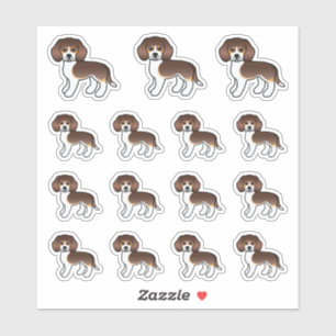 Süße Cartoon-Hunde in schokoladenfarbener Dreifarb Aufkleber