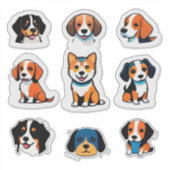 Süße Cartoon-Hunde-Sticker-Set mit hellen Farben Aufkleber (Vorderseite)