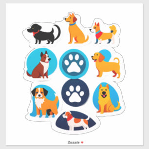 Süße Cartoon-Hunde-Sticker-Set mit hellen Farben Aufkleber