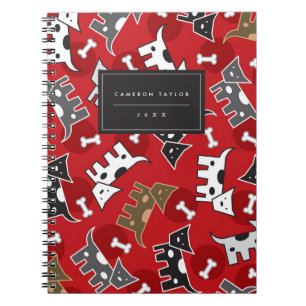 Süße Cartoon-Hunde und Knochen für Tierliebhaber Notizblock