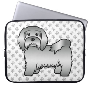 Süße Cartoon-Hundeillustration eines silbernen Hav Laptopschutzhülle