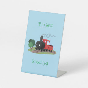 Süße Cartoon-Illustration einer Dampflokomotive Sockelschild