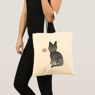 Süße Cartoon-Illustration einer Russisch Blau Katz Tragetasche