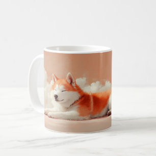 Süße Cartoon-Illustration eines Akita-Hundes Kaffeetasse