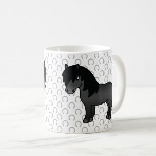 Süße Cartoon-Illustration eines schwarzen Shetland Kaffeetasse