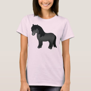 Süße Cartoon-Illustration eines schwarzen Shetland T-Shirt