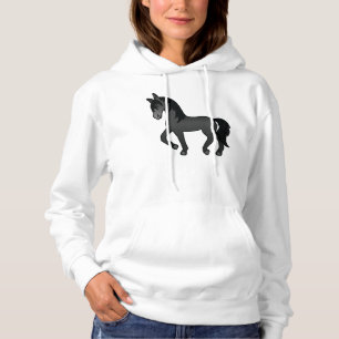 Süße Cartoon-Illustration eines schwarzen Traberpf Hoodie