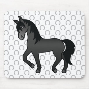 Süße Cartoon-Illustration eines schwarzen Traberpf Mousepad