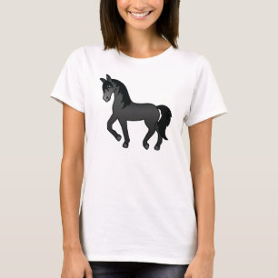 Süße Cartoon-Illustration eines schwarzen Traberpf T-Shirt