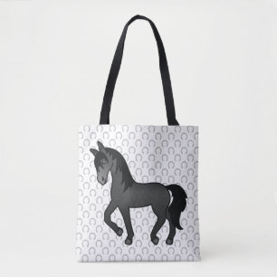 Süße Cartoon-Illustration eines schwarzen Traberpf Tasche