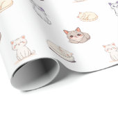 Süße Cartoon-Kätzchen-Set Geschenkpapier (Rolleneckpunkt)
