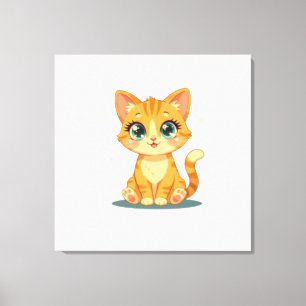 **Süße Cartoon-Katze – Bezaubernde Kitty-Illustrat Leinwanddruck