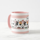 Süße Cartoon-Katze Kaffee-Liebhaber-Tasse Tasse (Vorderseite Links)