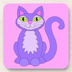 Süße Cartoon-Katze lächelt Snaggletooth Katze Pink Untersetzer