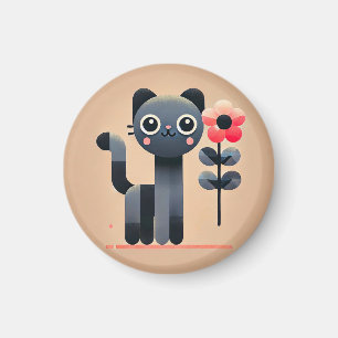 Süße Cartoon-Katze mit einer Blume Magnet