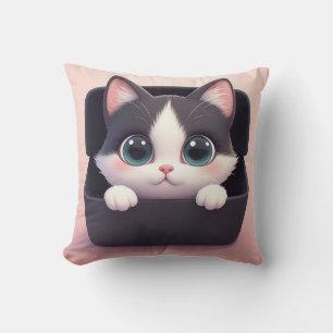 Süße Cartoon-Katze mit großen Augen Kissen