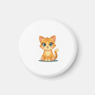 **Süße Cartoon-Katze – Reizende Kitty-Illustration Magnet