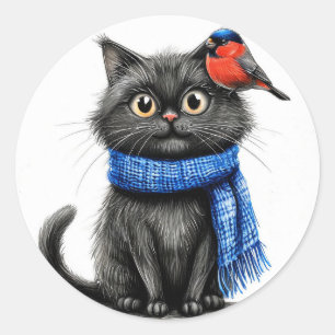 Süße Cartoon-Katze Runder Aufkleber