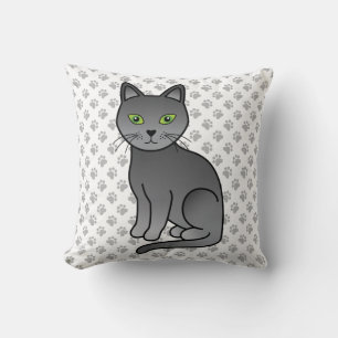 Süße Cartoon-Katze Russische Blaue Illustration &  Kissen